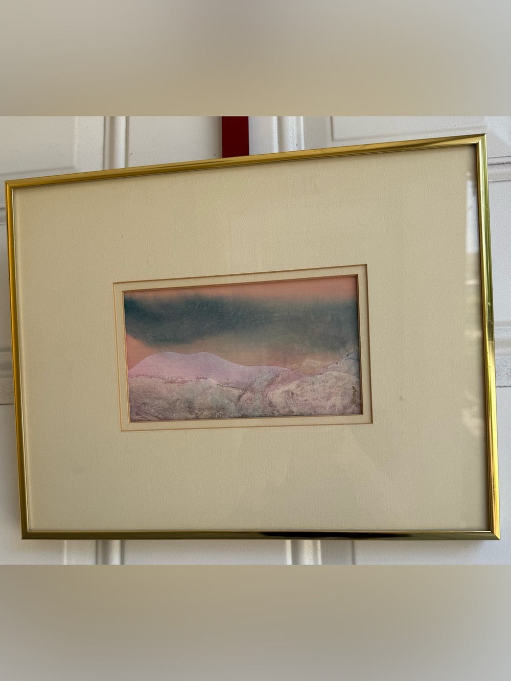 Framed Pastel Watercolor Landscape Wall Art Pink/Blue Sherry Kemp Atlanta - Picture 1 of 12